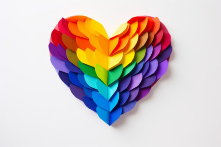 Colorful origami heart isolated on white background. Love concept.の素材