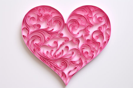 Valentine's day background with heart shape made of paper.の素材