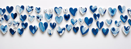 Blue hearts on white background. Valentines day concept. 3D Renderingの素材