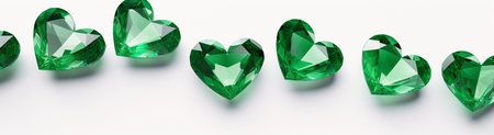 Green diamonds on white background. 3d rendering, 3d illustration.の素材