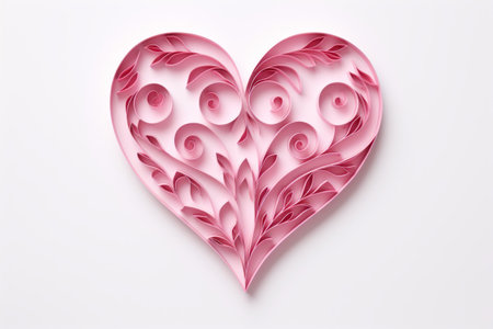 Paper cut heart on white background. Valentine's Day card. 3D renderingの素材