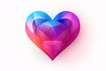 Colorful polygonal heart on white background. Vector illustration.の素材