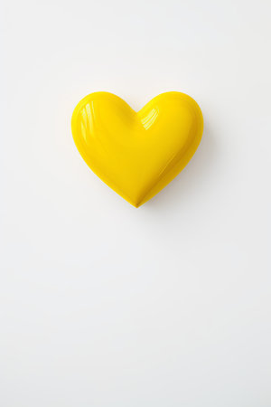 Yellow heart on a white background, valentine's day conceptの素材