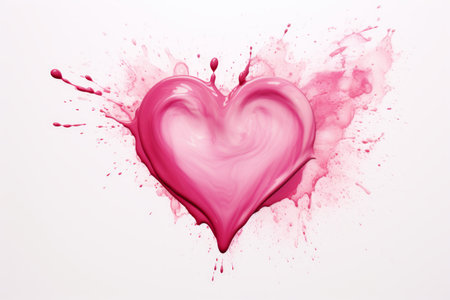 Heart made of pink paint splashes isolated on white background. Valentine's dayの素材