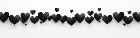 Black hearts on white background. Valentines day concept. Vector illustrationの素材