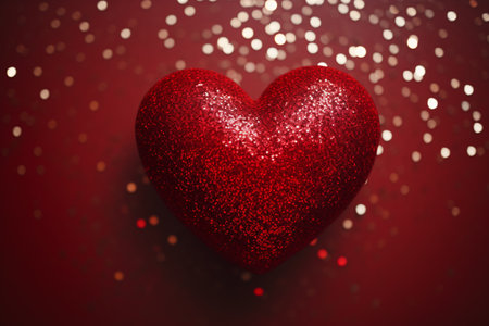 Valentine's day background with red heart and bokehの素材