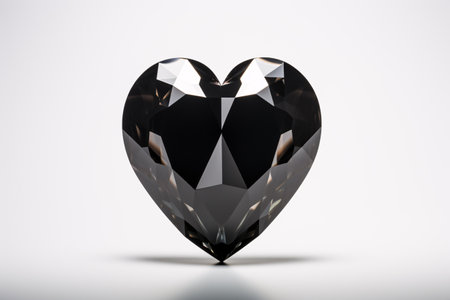 Heart shaped diamond isolated on white background. 3d render illustration.の素材