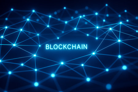 Blockchain technology background. 3D rendering. Network connection structure.の素材