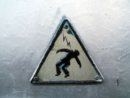 Rusty warning electricity sign for electric high voltage
