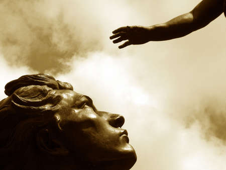 Sculpture detail in Paris (dated 1890)の写真素材