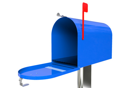 Mailbox blue , isolated on white backgroundの写真素材