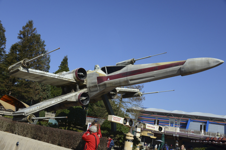 FRANCE, PARIS - February 29.2016 - Famous ship X-Wing of the movie Star Wars in Discoveryland at...