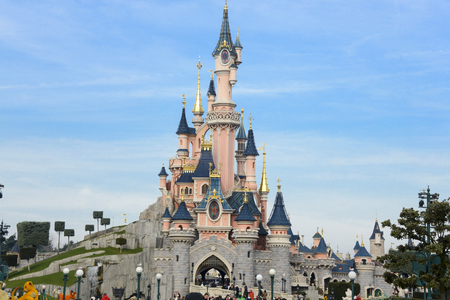FRANCE, PARIS - February 26.2016 - Sleeping Beauty Castle in the park Disneyland Parisのeditorial素材