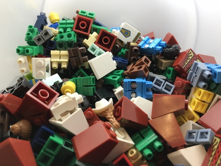 London, England - December 2017: Lego building blocks, in the famous London store in LEICESTER SQUARE. A store for children to build their dreamsのeditorial素材