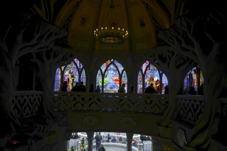 FRANCE, PARIS - February 28.2016 - Inside the castle of Sleeping Beauty in Disneyland Paris parkのeditorial素材