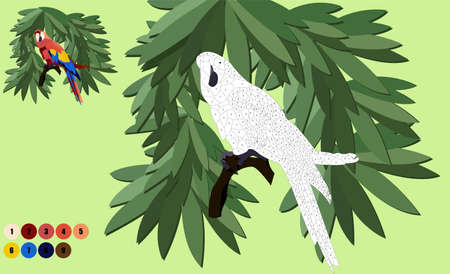 Coloring book. Spread the parrot in colors by numbersのイラスト素材