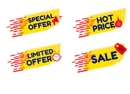 Set of sale tags. Special offer, limited offer, hot price, sale. Shopping tags line iconsのイラスト素材