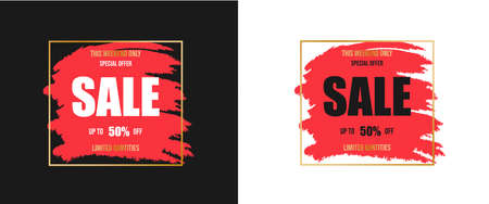 Two discount banners in red-black and red-white styleのイラスト素材