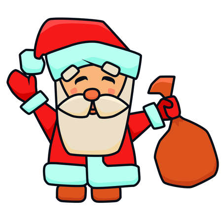 Santa Claus minimal color flat line, icon, pictogram, symbol, flat illustration isolated on white background.のイラスト素材