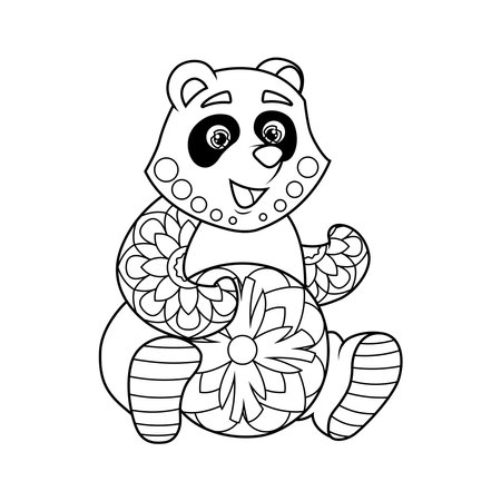 Coloring book for children. Cute panda. The task for children can be used in a book, magazine. vector illustrationのイラスト素材