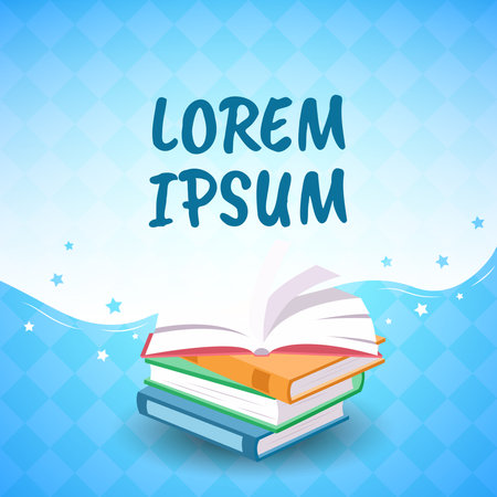 World Book Day. Stack of books with a top open book. education vector illustrationのイラスト素材