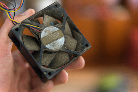 Fan blades of computer processor cooler. Close upの写真素材