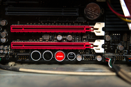 Inside of computer power supply Cables and plugsの写真素材
