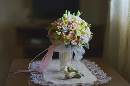 Wonderful wedding luxury bouquet of roses.の写真素材