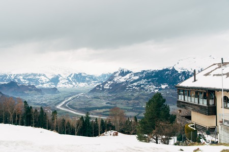 view of Liechtenstein Upper Rhine valley municipality of Triesenbergの写真素材