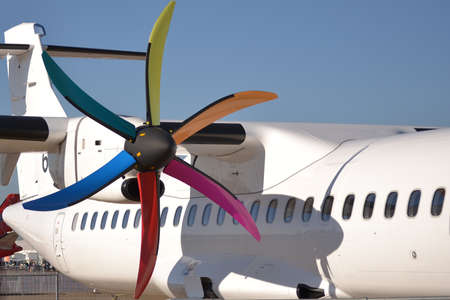 Colourful turboprop blades on white ATR-600の写真素材
