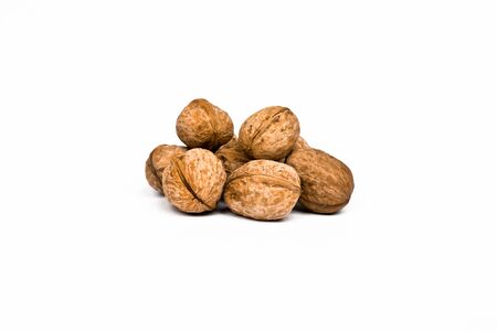 Walnuts on a white backgroundの写真素材