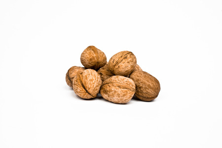 Walnuts on a white backgroundの写真素材