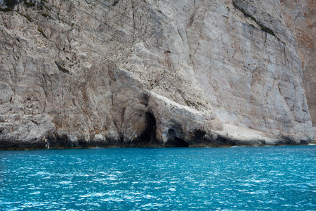 Blue caves on Zakynthos island, Greece. View from the seaの写真素材