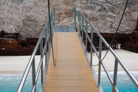 Bridge to the beach in Zakynthos island, Greece.の写真素材