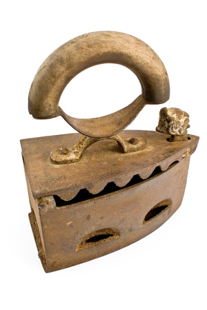 Old iron covered with rust isolated on whiteの写真素材