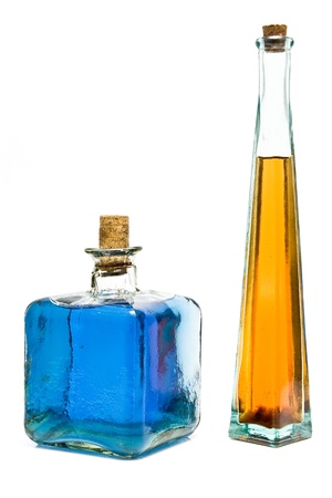 Two bottles that look like Don Quixote and Sancho Panzaの写真素材