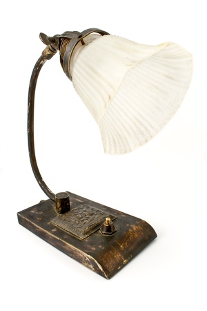 Antique table lamp isolated on whiteの写真素材