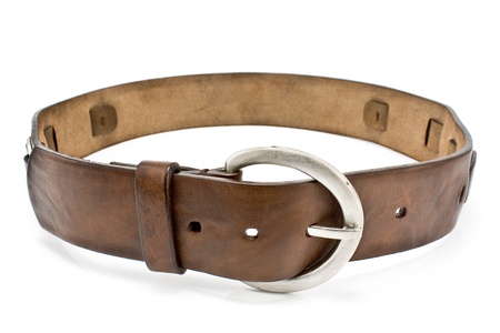 Leather men's belt with  clasp isolated on white
