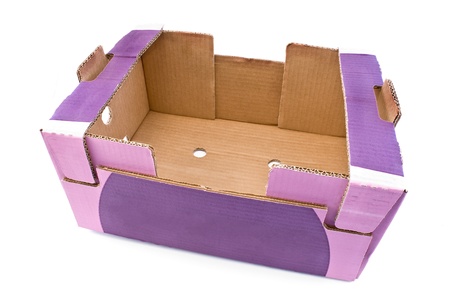 Purple cardboard box isolated on white