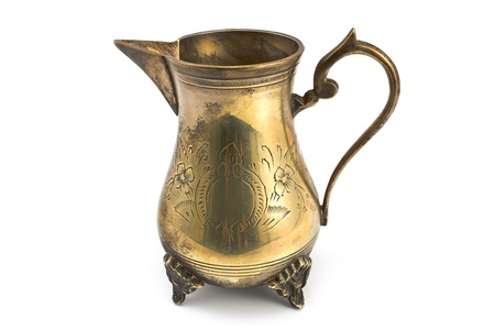 Antique silver jug isolated on white の写真素材