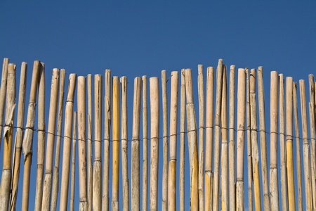 Cane fence texture over blue skyの写真素材