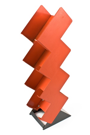 Red metal rack isolated on whiteの写真素材