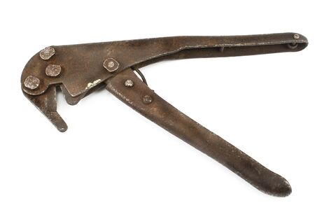 Old wire cutter isolated on whiteの写真素材