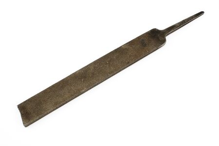 Old rusty rasp isolated on whiteの写真素材
