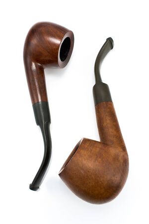Two tobacco pipes isolated on whiteの写真素材