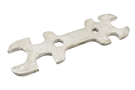 Old wrench isolated on whiteの写真素材