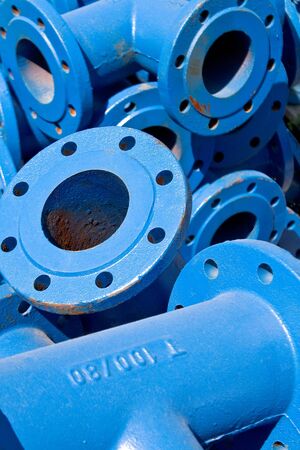 Blue iron pipes as background
