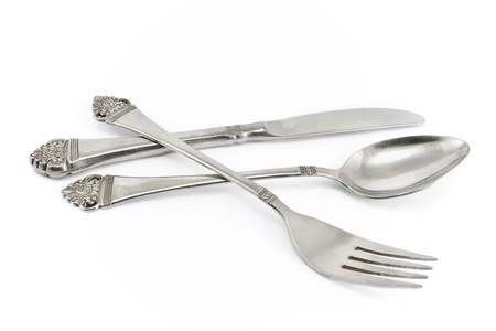 Cutlery set isolated on whiteの写真素材