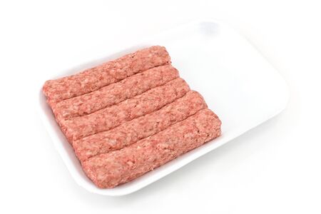 Minced meat isolated on whiteの写真素材