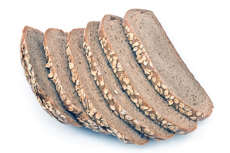  Baked bread with seeds isolated on white